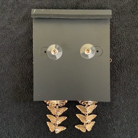 INC International Concept Gold Tone Butterfly Linear Earrings - Picture 6 of 9